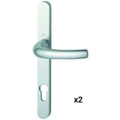 HOPPE Bequille Double Tokyo - Aluminium - Plaque étroite - Clé En L - Champagne - Champagne