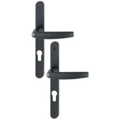 Ensemble De Porte-fenêtre Plaque étroite Atlanta 1530/300LMSGL HOPPE Noir Mat Clé I Ent.70 - ép.78-87 - 3304368