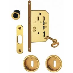 Serrure Pour Portes Coulissantes - Axe : 50 Mm - Décor : Alu Or - Modèle : Clé L - Pour Porte D'épaisseur : 35 à 52 Mm - Version : A - HOPPE - Décor : Alu Or