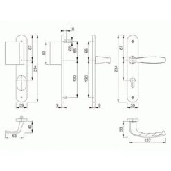 HOPPE Béquille Double Sur Plaque Palière 195 Mm New York Perçage Oblong Porte 48-57 Mm Aluminium Argent - Argent -HOPPE Soldes 18991899 3