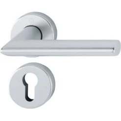 HOPPE Béquille Double Renforcée Sur Rosace à Usage Intense Ligne Stockholm SERTOS Clé I Argent Satiné F1