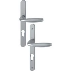 HOPPE Ensemble Sur Plaque étroite De 24 Mm Ligne New York Clé I Carré 7 Entraxe 70 Pour Porte 58-67 Mm Aspect Inox F9 - Aspect Inox