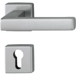 HOPPE Béquille Double Sur Rosace Carrée Ligne Toulon Clé I Alu Aspect Inox F9 - Aluminium Aspect Inox