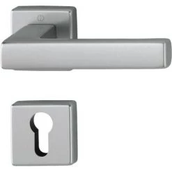 HOPPE Béquille Double Sur Rosace Carrée Ligne Toulon Condamnation Alu Aspect Inox F9 - Aluminium Aspect Inox