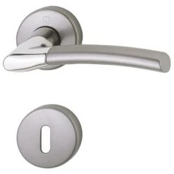 HOPPE Ensemble Sur Rosace En Laiton Chromé Et Aspect Inox Brossé - BERGEN Clé L