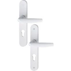 HOPPE Ensemble Sur Grande Plaque En Aluminium Anodisé Blanc RAL 9016 Carré 8 Mm Entraxe 92 Ép. Porte 68 -77 - ATLANTA - Clé I - Blanc RAL 9016 -HOPPE Soldes 18995495 5