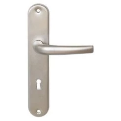 HOPPE Béquille Double Sur Plaque Aluminium Anodisé Ton Argent Entraxe 195 Mm Clé I En Boîte De 30