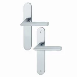 Paire De Béquilles Sur Grande Plaque Stockholm HOPPE 1140/300M Argent Alu - Bec De Cane - 3303146