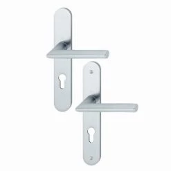 Paire De Béquilles Sur Grande Plaque Stockholm HOPPE 1140/300M Argent Alu - Clé I - 3303189