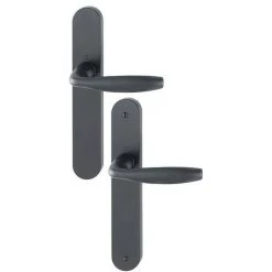 Paire De Béquilles Sur Grande Plaque New York HOPPE 1810/300M Noir Mat - Bec De Cane - 11803873 - Noir Mat