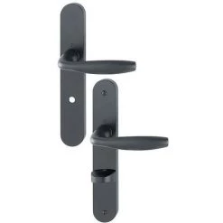 Paire De Béquilles Sur Grande Plaque New York HOPPE 1810/300M Noir Mat - Bec De Cane Condamnation - 11804087 - Noir Mat