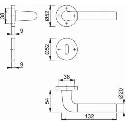 Garniture De Porte HOPPE Bremen En Aluminium Anodisé Bi-couleur - Clé En L - 3895170 - Alu