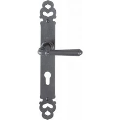 HOPPE Ensemble Sur Plaque Aluminium Rustique Type Elba Becdecane à Condamnation - Gris Anthracite Métallisé