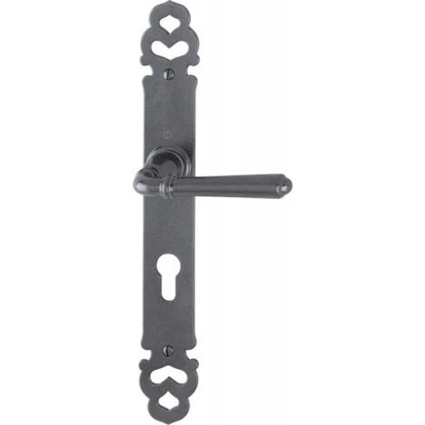 HOPPE Ensemble Sur Plaque Aluminium Rustique Type Elba Becdecane à Condamnation - Gris Anthracite Métallisé 3 HOPPE Ensemble Sur Plaque Aluminium Rustique Type Elba Becdecane à Condamnation - Gris Anthracite Métallisé