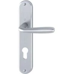 HOPPE Béquille Double Sur Plaque Maribor Alu Pose Express Entraxe 195 Mm Finition Chromé Satiné Condamnation Boîte De 2 - Chromé Satiné