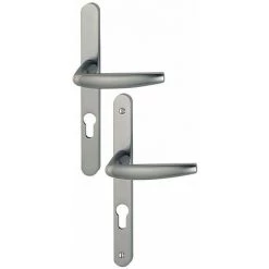 HOPPE Ensemble Sur Plaque Atlanta Clé I Pour épaisseur De Porte 58 à 67 Mm Saillie Réduite 17 Mm F9 Alu Aspect Inox - Gris/argent