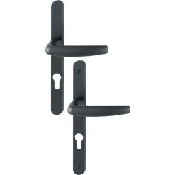 Ensemble De Porte-fenêtre Plaque étroite Atlanta 1530/300LMSGL HOPPE Noir Mat 9714 Clé I Entr.70 - ép.68/77 - 3354592