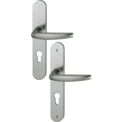 Ensemble De Porte Plaque Large Atlanta HOPPE Acier Brossé F9 - Clé I - Ent.92 C8 Mm ép. 68/77 Mm - 2824134 - Inox F9