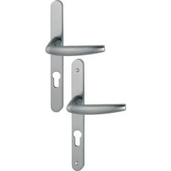 Ensemble De Porte-fenêtre Plaque étroite Atlanta HOPPE Saillie Réduite Intér.bi-color 9016-extér.F9 - Clé I - ép.67/77 - 10766211 - Blanc 9016/Inox F9