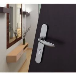 Ensemble De Porte Sur Plaque New York Clé I PZ Anodisé Argent F1 HOPPE - 1810/300M - Entr.195mm - 3281936