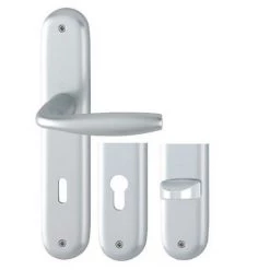 HOPPE Ensemble De Porte Sur Plaque New York Clé L Aspect Inox F9 - 1810/300M - Entr.195mm - 3279449 - Inox