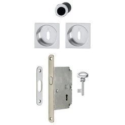 Serrure+cuvette+doigt 4921 Clé L HOPPE Carrée Pour Porte Coulissante - Chromé Brillant - 3948147